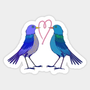 Lovely birds and worm heart Sticker